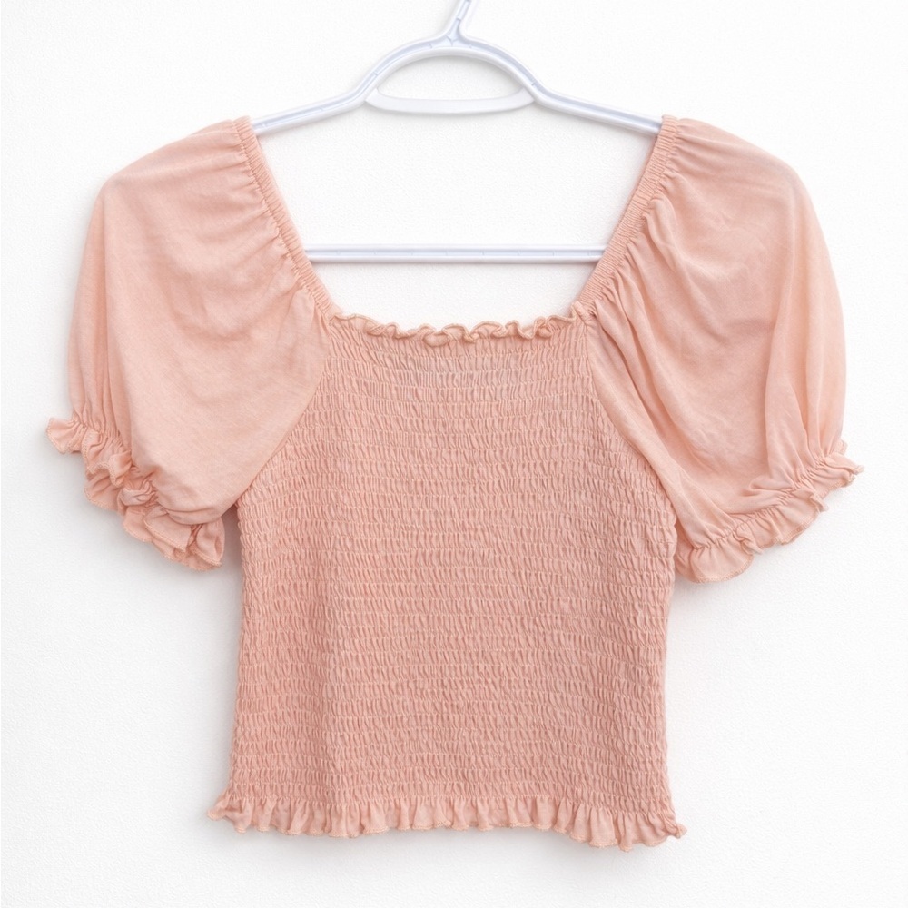 Vero Moda Pink Smocked Puff Sleeve Cute Top - XS